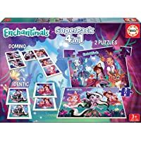 Educa- Superpack Enchantimals Pack de Domino- Identic y 2 Puzzles- Juego de Mesa- Multicolor (17935)
